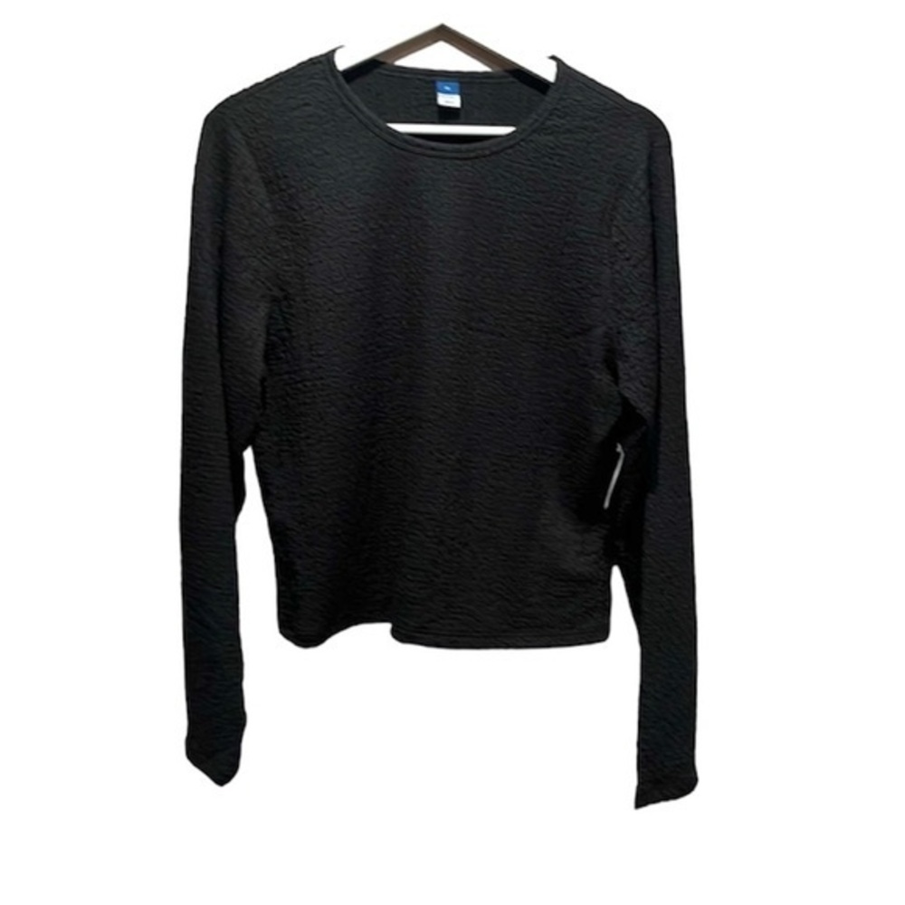 New Old Navy Women’s Black Fitted Textured Long Sleeve Stretchy fitted Top XL